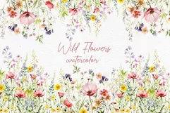 Wild Floral Clipart Dry Pressed Flowers Watercolor flowers Product Image 1