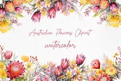 Purple Yellow Flowers Australian Flowers Clipart Watercolor Product Image 1