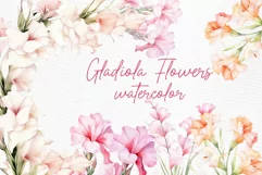 Watercolor Pink Flowers Clipart Gladiolus flowers clipart Product Image 1