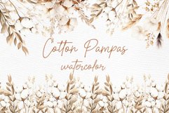 Cotton Clipart Boho Pampas Grass Cotton Branches Cotton Png Product Image 1