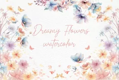 Dusty Pink Flowers Clipart Watercolor Blush Flowers Clipart Product Image 1