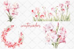 Watercolor Pink Flowers Clipart Gladiolus flowers clipart Product Image 2