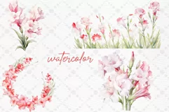 Watercolor Pink Flowers Clipart Gladiolus flowers clipart Product Image 2