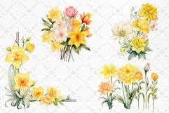Yellow Spring Flowers Clipart Mixed Flowers Png Watercolor Product Image 2