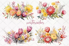 Purple Yellow Flowers Australian Flowers Clipart Watercolor Product Image 2