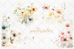 Watercolor Wild Pink Floral Clipart Natural Dry Pressed Png Product Image 2