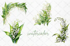 Lily of the Valley, Floral clipart, Watercolor Flowers Product Image 2