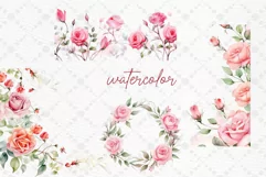 Pink Roses Clipart Watercolor Roses Clipart Dusty Rose Png Product Image 2
