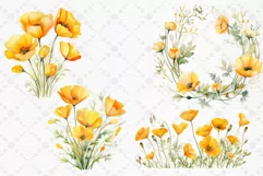 Wild Floral Clipart Orange Wild Flowers Watercolor flowers Product Image 2