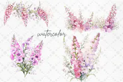 Watercolor Pink Flowers Clipart Foxglove flowers clipart Product Image 2