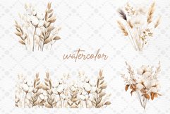 Cotton Clipart Boho Pampas Grass Cotton Branches Cotton Png Product Image 2