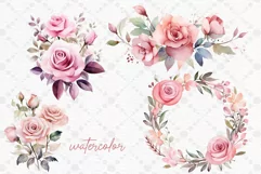 Watercolor roses clipart Blush Floral Clipart Pink Rose Png Product Image 2