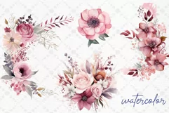 Dusty Pink Flowers Clipart Watercolor blush flowers clipart Product Image 2