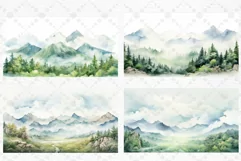 Foggy Forest clipart, Watercolor Mountain Landscapes Pine Product Image 2
