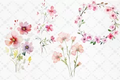 Watercolor Pink Flowers Wild Pink Floral Clipart Product Image 2