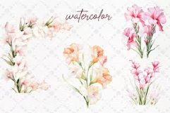 Watercolor Pink Flowers Clipart Gladiolus flowers clipart Product Image 2