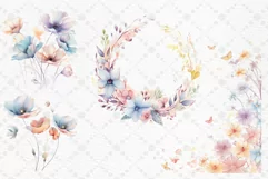 Dusty Pink Flowers Clipart Watercolor Blush Flowers Clipart Product Image 2