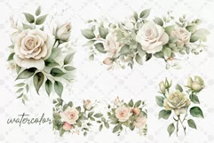 Watercolor roses clipart White Roses Clipart Wedding Roses Product Image 2