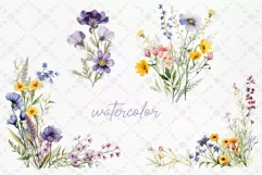 Watercolor Wild Pink Floral Clipart Natural Dry Pressed Png Product Image 2