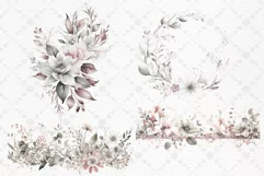 Dusty Pink Flowers Clipart Watercolor Blush Peonies Clipart Product Image 2