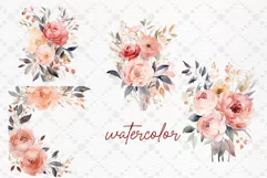 Dusty Pink Flowers Clipart WATERCOLOR AESTHETIC FLOWERS PNG Product Image 2