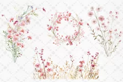 Dusty Pink Flowers Clipart Watercolor Blush Flowers Clipart Product Image 2