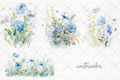 Wild Blue Flowers Clipart Spring Flowers PNG Watercolor Png Product Image 2