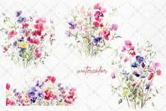 Watercolor Summer Flowers clipart Meadow Flowers Premade Product Image 2