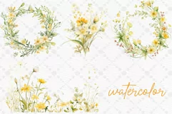 Wild Floral Clipart, Yellow Meadow flowers Floral Borders Product Image 2