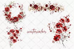 Red Wild Roses Clipart Watercolor Roses PNG Dusty Wild Roses Product Image 2