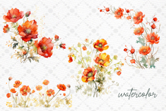 Dark Orange Flowers Clipart Watercolor flowers Water Avens Product Image 2