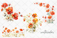 Dark Orange Flowers Clipart Watercolor flowers Water Avens Product Image 2