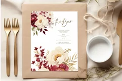 Burgundy Flowers Clipart Watercolor Burgundy Peonies Clipart Product Image 3