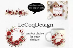 Red Wild Roses Clipart Watercolor Roses PNG Dusty Wild Roses Product Image 3