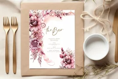 Dusty Pink Flowers Clipart Watercolor blush flowers clipart Product Image 3