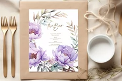 Purple Flowers Clipart Watercolor Purple Peonies Clipart Product Image 4