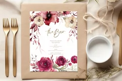 Burgundy Flowers Clipart Watercolor Burgundy Peonies Clipart Product Image 3