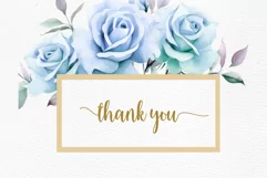 Dusty Blue Floral Clipart Watercolor Teal roses clipart Product Image 3