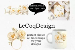 Beige Gold Peony clipart Watercolor Gold peonies flowers png Product Image 3
