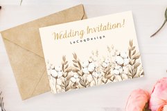 Cotton Clipart Boho Pampas Grass Cotton Branches Cotton Png Product Image 4