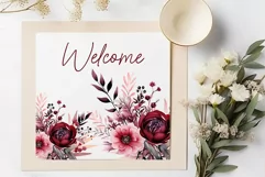 Burgundy Flowers Clipart Watercolor Burgundy Peonies Clipart Product Image 4