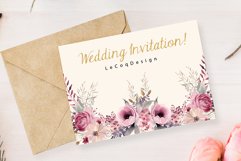 Dusty Pink Flowers Clipart Watercolor blush flowers clipart Product Image 4