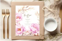 Watercolor Pink Flowrs Clipart Pink peonies Floral Borders Product Image 4