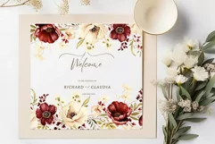 Burgundy Flowers Clipart Watercolor Burgundy Peonies Clipart Product Image 4