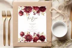Burgundy Flowers Clipart Watercolor Burgundy Dhalia Clipart Product Image 4