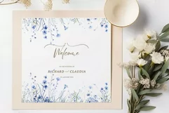 Dusty Blue flowers Clipart Watercolor Blue flowers png Product Image 4