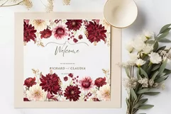 Burgundy Flowers Clipart Watercolor Burgundy Dhalia Clipart Product Image 4