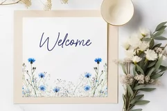 Blue flowers Clipart Watercolor Blue flowers png Blue Wreath Product Image 3