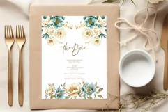 Dusty Blue Floral Clipart Watercolor Teal Flowers Clipart Product Image 4