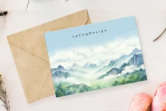 Foggy Forest clipart, Watercolor Mountain Landscapes Pine Product Image 5